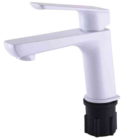 Змішувач для умивальника TOPAZ LEXI TL 21201-H57-W на гайці, Білий глянець ,шланги TAQ-M1055,D25 Київ