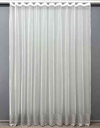 Тюль VR-Textil 1632т Грек-сетка с вышивкой и люрексом цвет Молочный с серым 300х270 см (42-0592) Киев