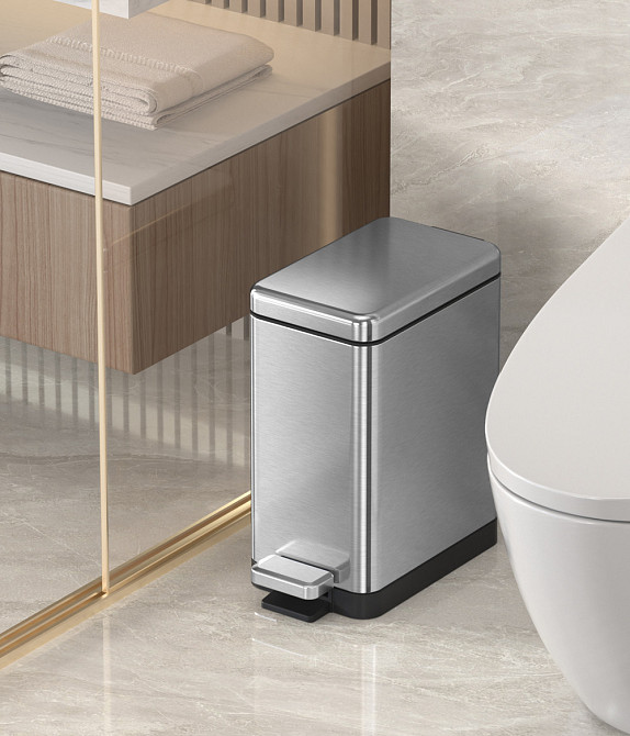 Відро для сміття з плавним закриванням Koer TC-010206-02 6 л колір нерж. сталь антипалець (KR5594) Чернівці - фото 3