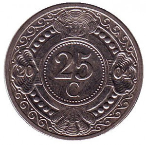 Цветок апельсинового дерева. Монета 25 центов. 2004,07,08,09,10,12 год, Нидерландские Антильские ост Полтава - изображение 1