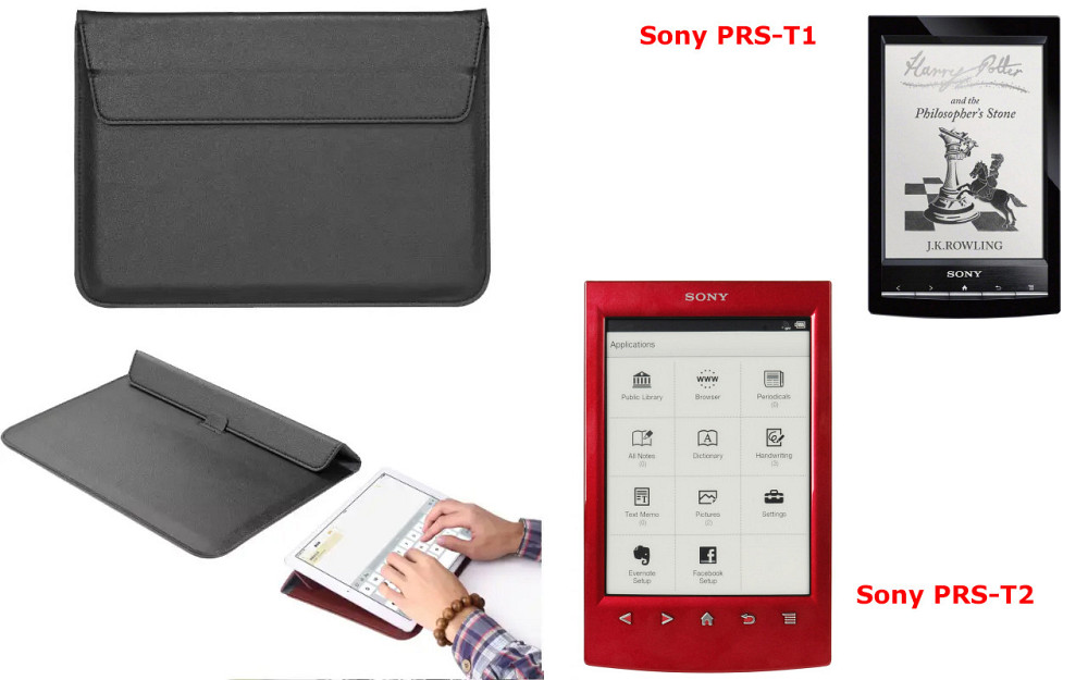 Чехол-конверт VitoCase для Sony PRS-T1, Sony PRS-T2, с функцией подставки для книги Черный Киев - изображение 1