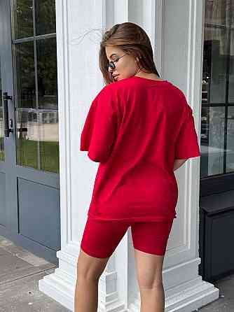 Футболка и велосипедки женские кулир Красный XL/2XL Харьков