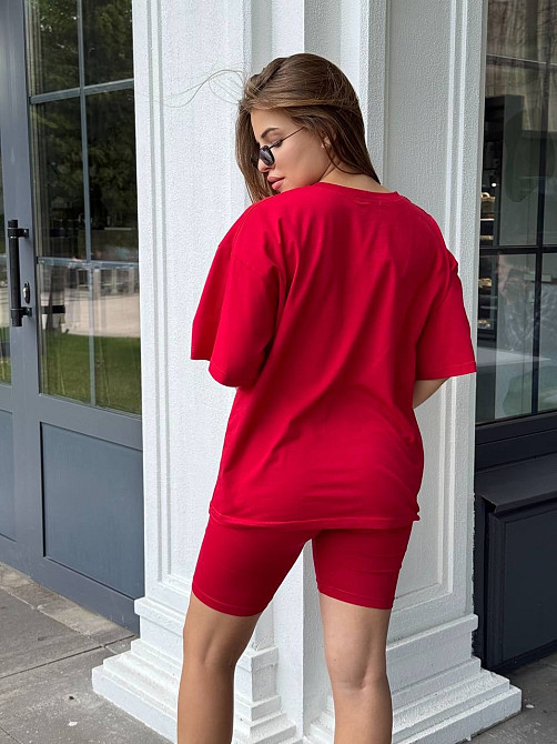 Футболка и велосипедки женские кулир Красный XL/2XL Харьков - изображение 4