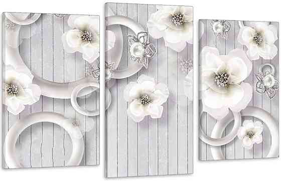 Модульная картина в гостиную / спальню  Білі квіти  Art-528_3 Київ