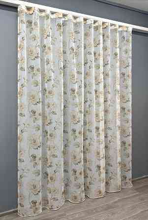 Тюль VR-Textil 1865т Flora Батист Білий з зеленим та помаранчевим 300х250 см (42-1415) Київ