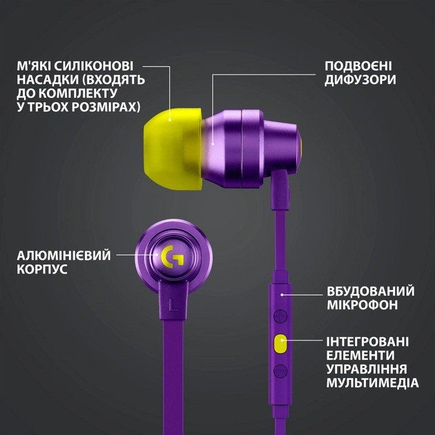 Гарнітура Logitech G333 Purple (981-000936) ( фіолетовий/жовтий ) Харків - фото 8