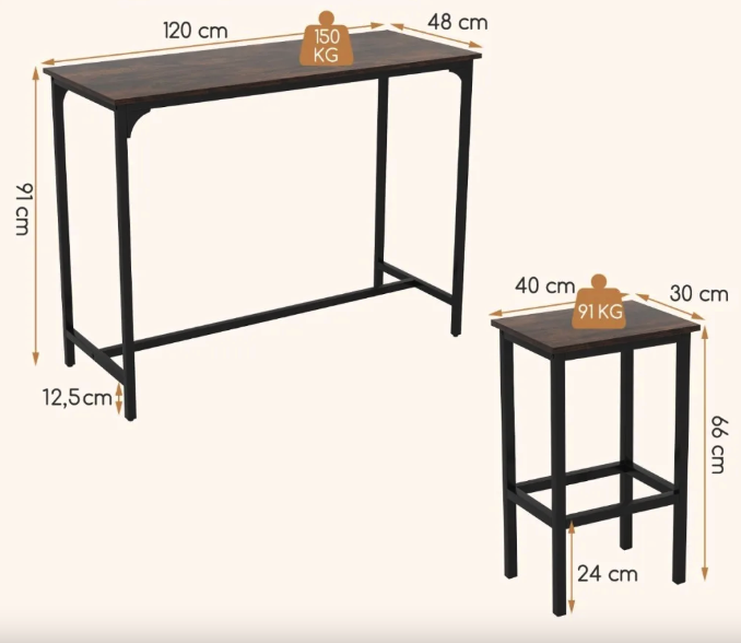 Барный стол со стульями для кухни и гостиной в стиле Loft комплект мебели Hoobro Киев - изображение 4