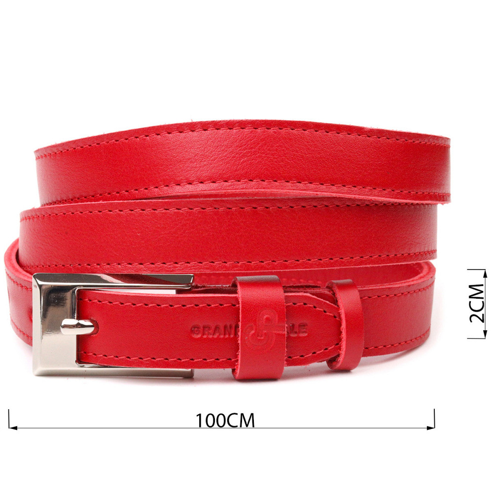 Качественный женский ремень из натуральной кожи Grande Pelle 21446 Красный Киев - изображение 3
