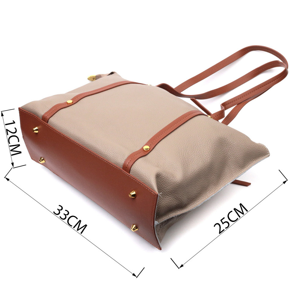 Оригінальна двокольорова сумка жіноча з натуральної шкіри Vintage 22304 Бежева Київ - фото 3