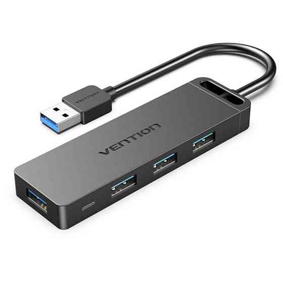 Хаб Vention 4-Port USB 3.0 Hub With Power Supply 0.15M Black (CHLBB) Київ