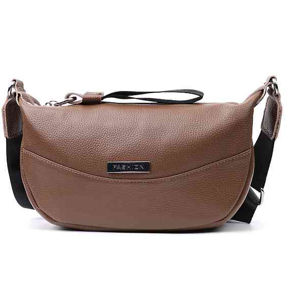 Жіноча сумка з натуральної шкіри через плече з незвичайним бігунком брелок Vintage 22619 Коричнева Київ