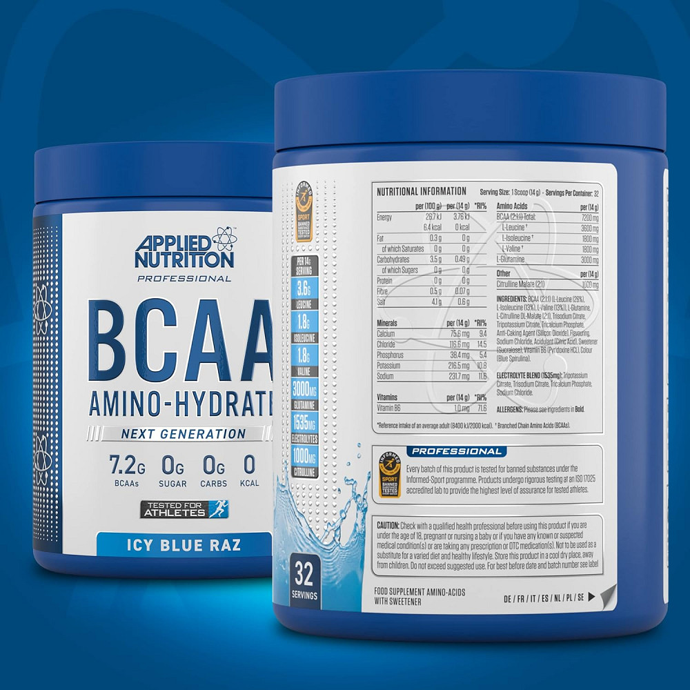 Комплекс аминокислот Applied Nutrition BCAA Powder Amino Hydrate (450g - 32 Servings) (ICY Blue Raz) Луцк - изображение 2