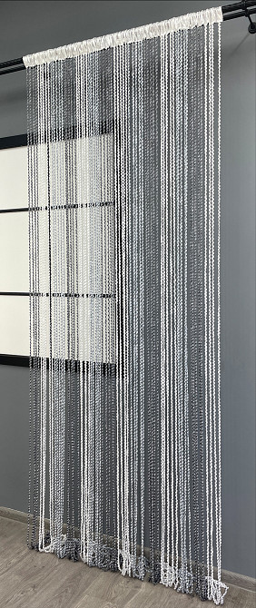 Шторы-нити спираль с люрексом Графитовый с бело-серым 300х300см 1 шт (61-055) Киев - изображение 4