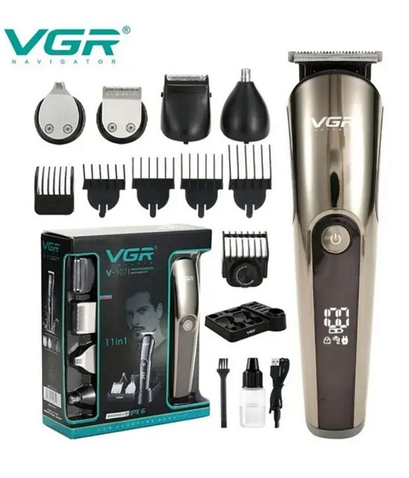 Машинка стрижка 11в1 триммер для голови бороды, аккамуляторная VGR 107 Харків - фото 2