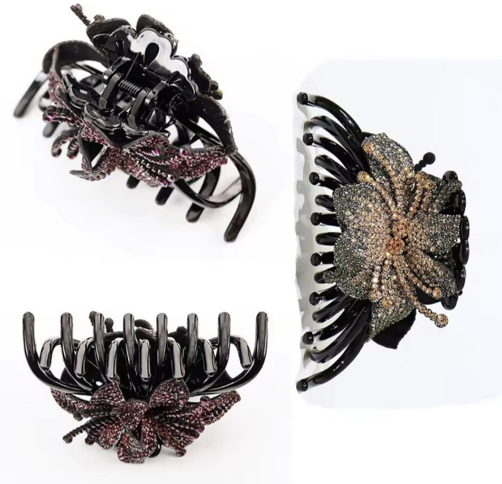 Шпилька-крабик для волосся "Квітки" Хакі Сміла - фото 8