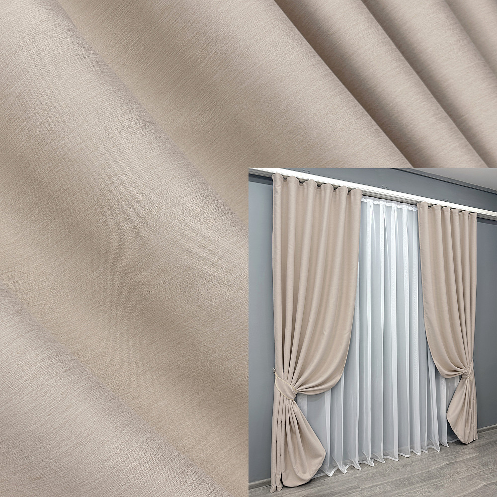 Комплект готовых штор VR-Textil Блэкаут двусторонний Eclipsе № 1794ш Кремовый 130х270 см 2 шт (39-874) Киев - изображение 9