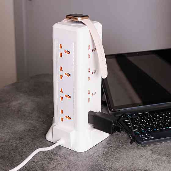 Yiwu Мережевий фільтр подовжувач 4.8 м з лампою на 12 універсальних розеток з 2 USB 1 Type-C бе Коломия