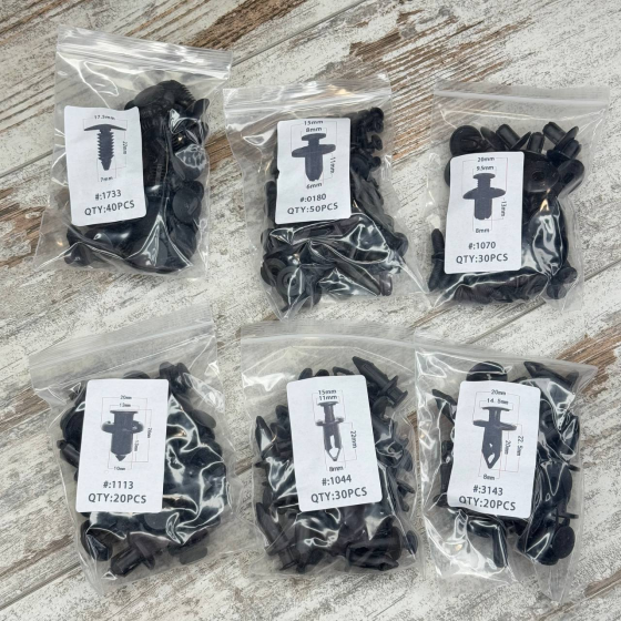 Набір автомобільних кріплень 190шт, пітони, кліпси, пластикові фіксатори деталей Київ