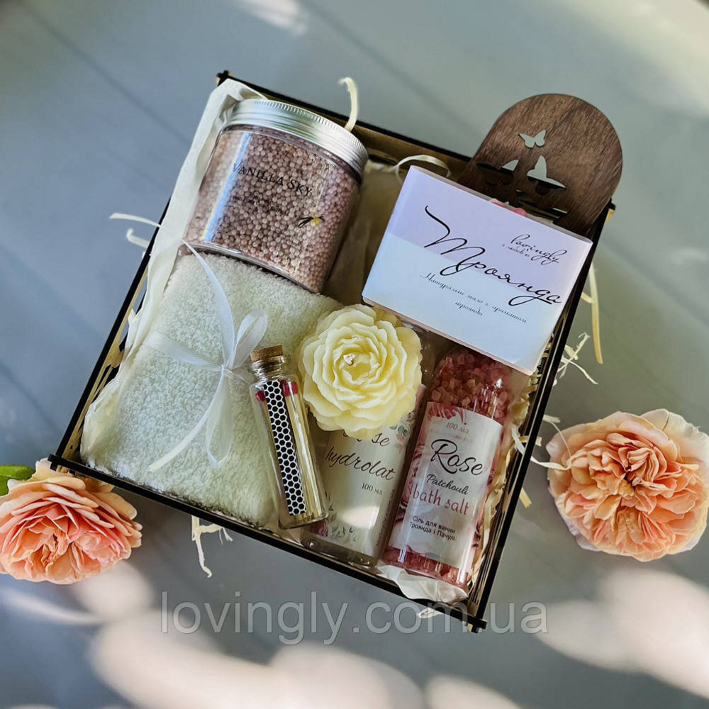 Подарочный набор для женщин с ароматом розы: косметика ручной работы, свеча, соль, гидролат. Ирпень - изображение 3