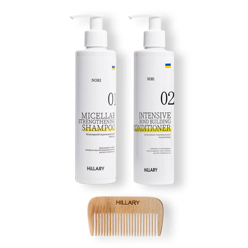 Комплексний набір для всіх типів волосся Nori Micellar та гребінь для волосся Hillary Київ - фото 1