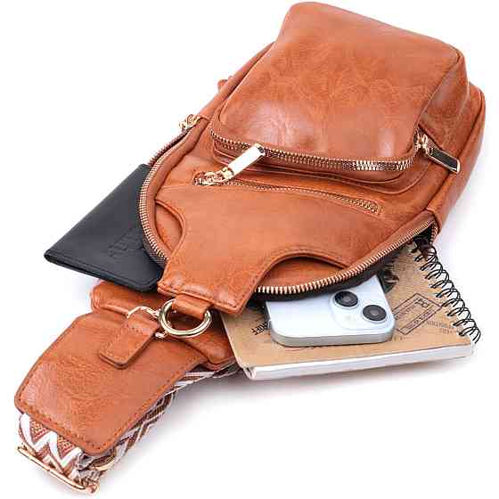 Стильная женская слинг сумка через плечо из экокожи Рыжий (Vintage) Киев