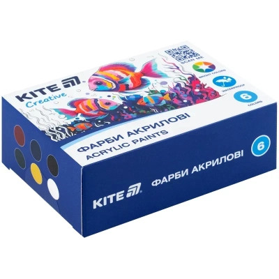 Акриловые краски Kite Creative 6 кольорів, 20 мл (K-271) Винница - изображение 1
