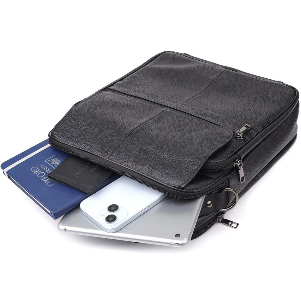 Мужская сумка с ручкой для переноса в руке из натуральной кожи Vintage 23026 Черный Киев - изображение 9