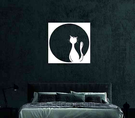 Декоративное настенное 3D Панно «Кот» Декор на стену с объемом 70*70 см, Белый Киев