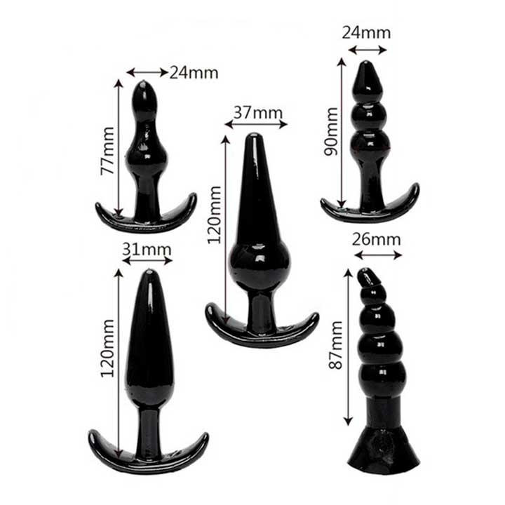 Набір м'яких анальних пробок 5 шт. - Чорний - Анальні іграшки Вінниця - фото 2
