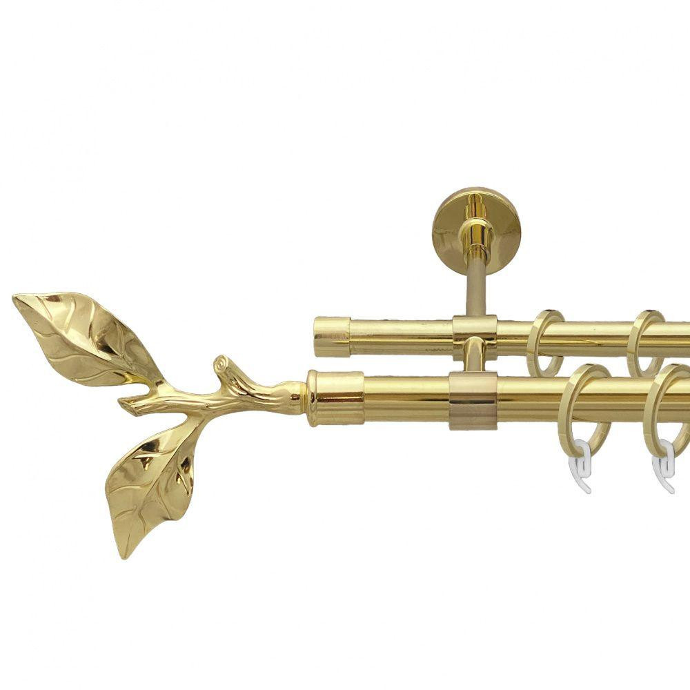 Карниз Orvit Листок Троянди металевий дворядний закритий гладка труба кільце фасонне металеве  Золото 19\16 мм Львов - изображение 1