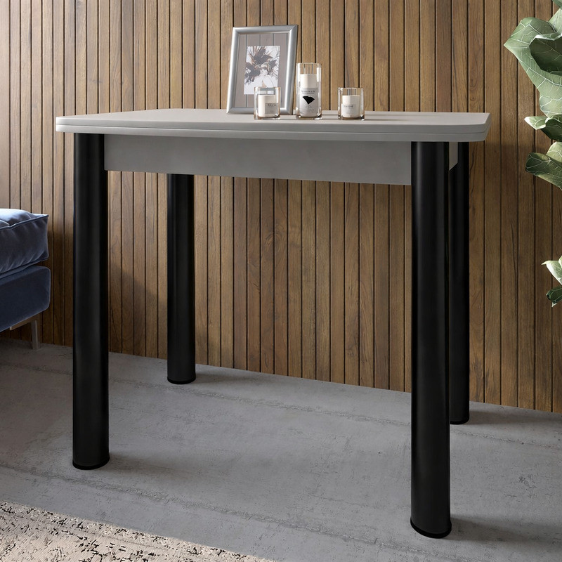 Обеденный стол раскладной LION Нота черные ножки Кашемир 60x90/90x120 (LION-045140) Львов - изображение 2