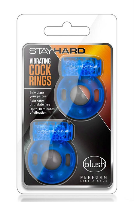 Набір вібро-ерекційних кілець Stay Hard Blush 2 шт, блакитні, 3.8 см Sex Aura Київ - фото 6