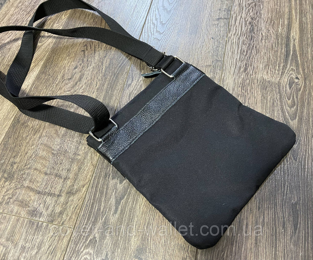 Тонка чоловіча текстильна сумка на плече зі шкіряними вставками Puos Київ - фото 8