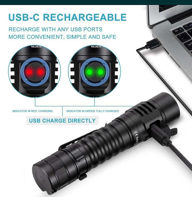 Комплект Фонарь Wurkos FC11 LH351LD c Аккумулятором 18650 ,1300люмен. Киев - изображение 6