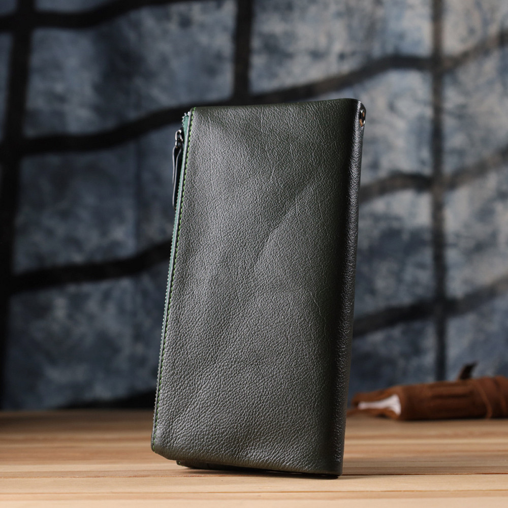 Красивий шкіряний гаманець на три відділення ST Leather 23110 Зелений Київ - фото 10