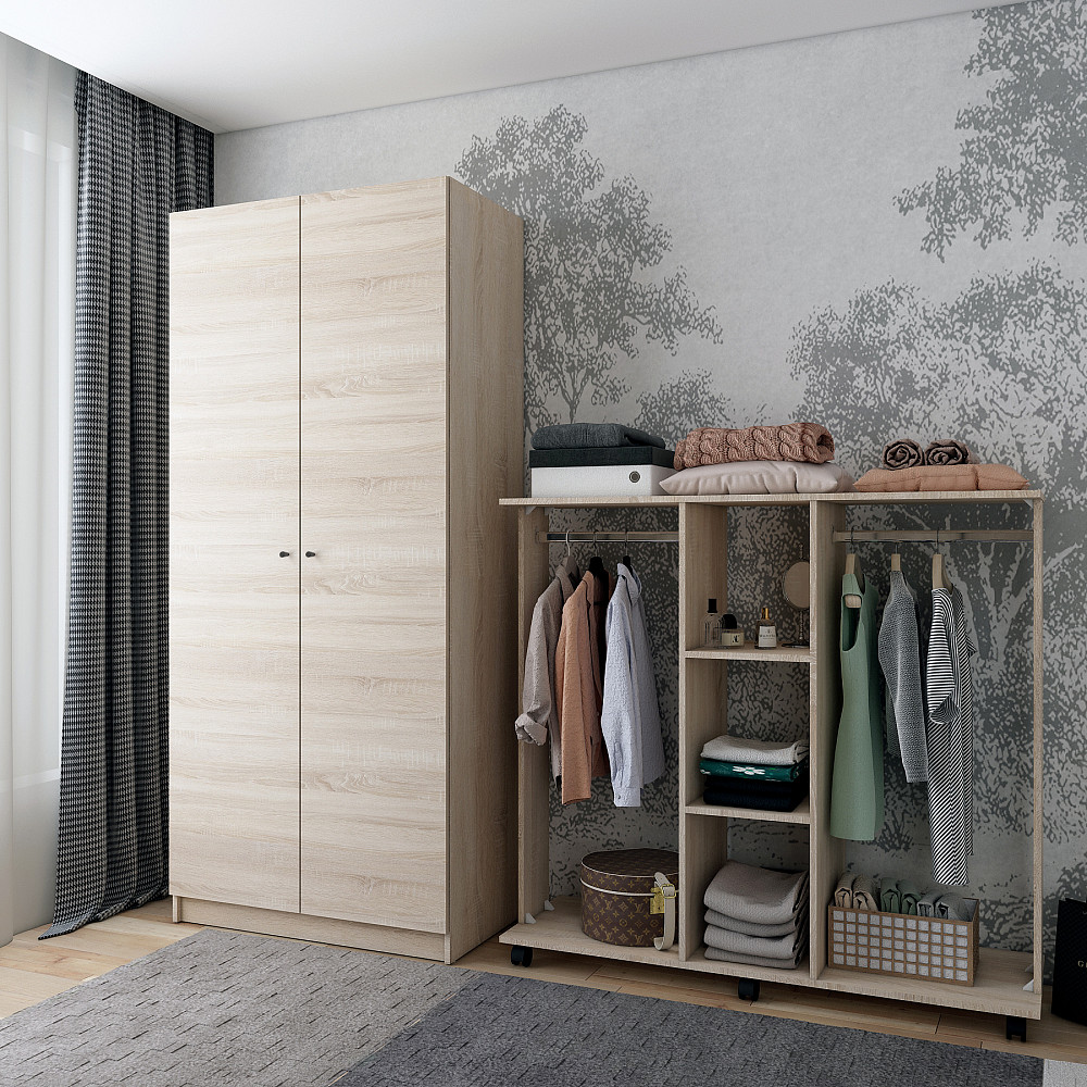 Шафа розпашна з полицями Doros Промо 90х48х204 см Дуб сонома (DRS-011200) Львів - фото 1