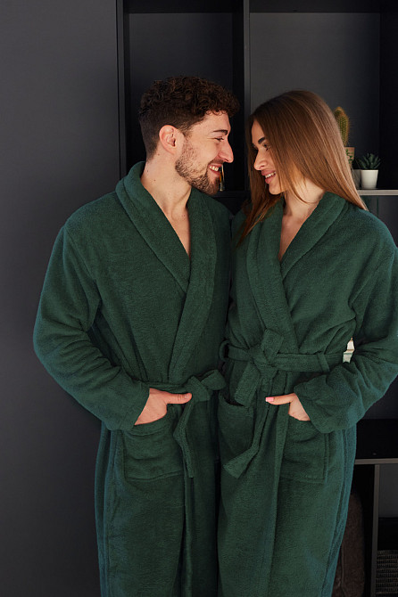 Банний махровий халат Ideal Textile смарагдовий (56861054) L Чернівці - фото 2