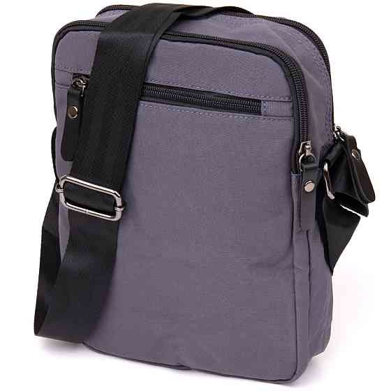 Универсальная текстильная мужская сумка на два отделения Графитовая (Vintage) Киев