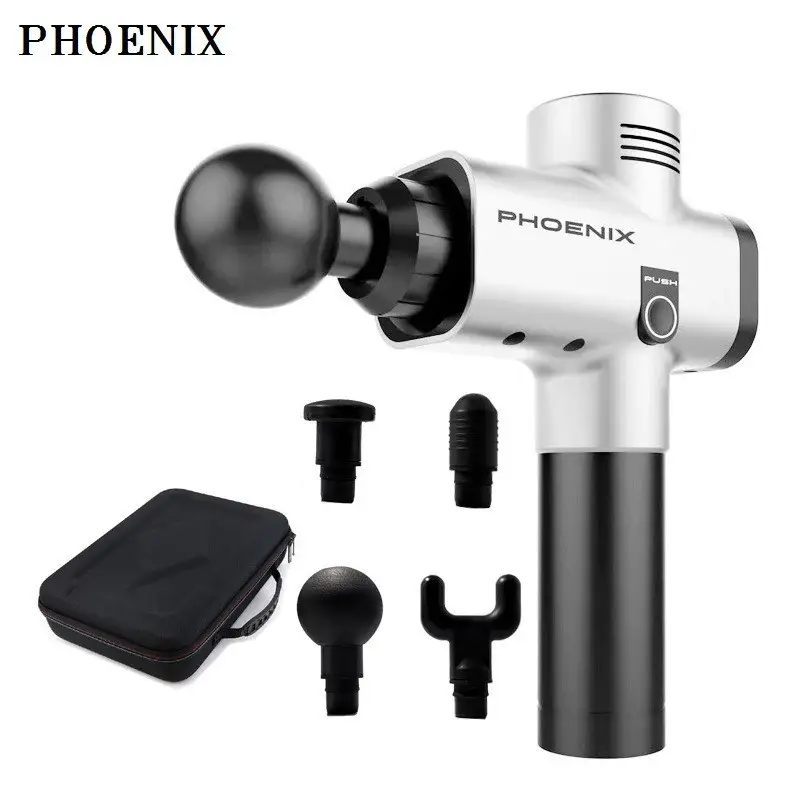 Масажний ударний пістолет тригерних точок Phoenix A2 (4 насадки) сенсор Сірий Київ - фото 2
