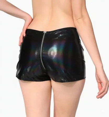 Лаковані шортики на блискавці Art of Sex - Jarina, колір чорний, з ефектом голограми, розмір XL Львов
