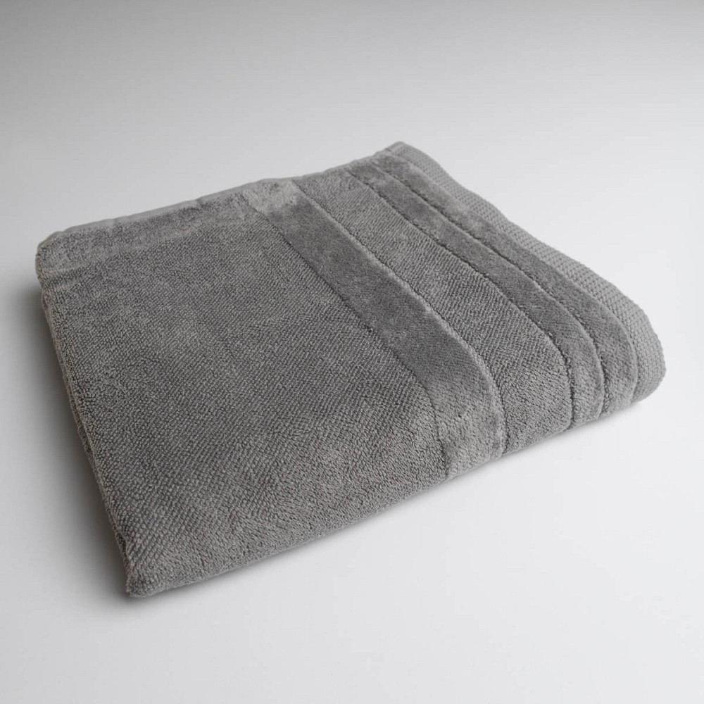 Полотенце банное махровое с велюровым бордюром GM Textile 100х150см 500г/м2 (Серый) Сумы - изображение 1