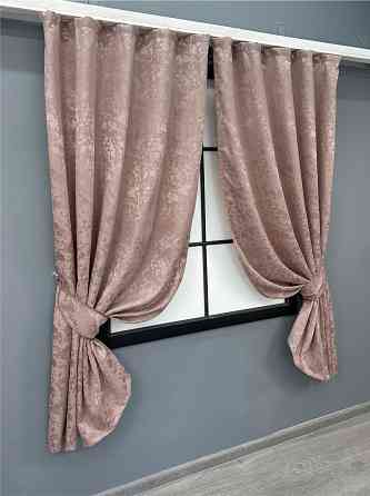 Комплект коротких штор VR-Textil Льон мармур Pavliani VO № 1716ш пудровий 130х170 см 2 шт (35-0342) Київ