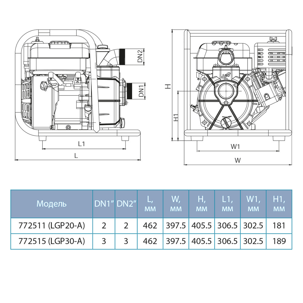 LEO Мотопомпа 6.5л.с. Hmax 30м Qmax 60м³/ч (4-х тактный) LEO LGP30-A (772515) Коломия - фото 2