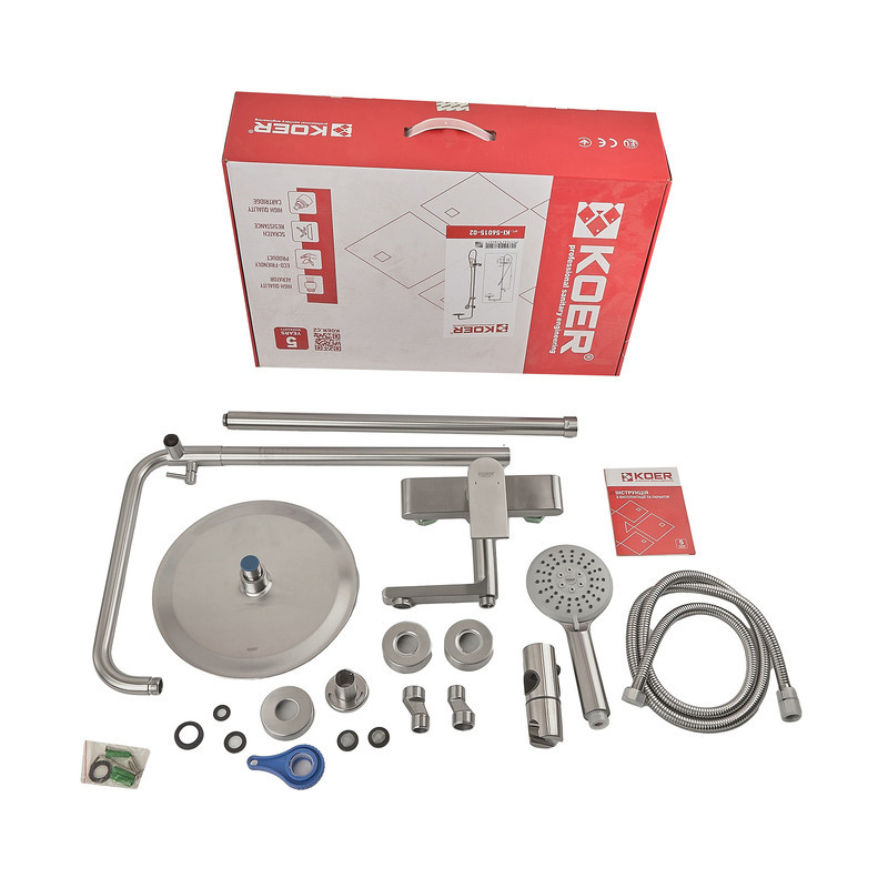 Душова колона зі змішувачем Koer KI-56015-02 (з нерж. сталі) (Колір нерж) (KR4784) Київ - фото 6