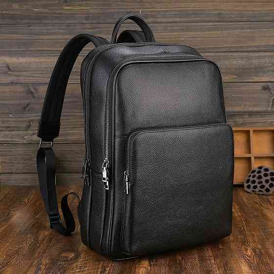 Шкіряний рюкзак для ноутбука на два відділи Vintage 20906_1 Чорний Київ
