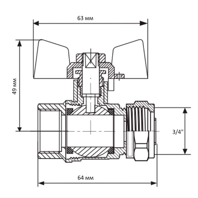 Кран кульовий KOER KR.351 - 20x3/4М WING (LL1790)   ( 22212 ) Харьков - изображение 4