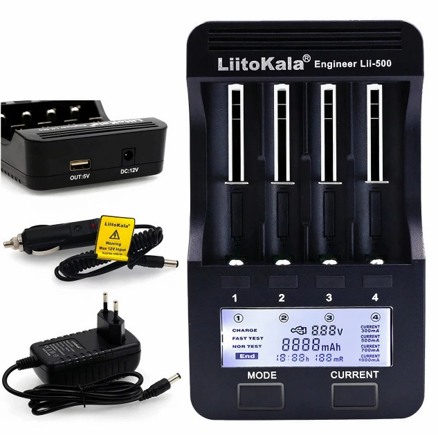 Заряднoe устройство Liitokala Lii-500 на 4 канала (для Ni-MH, Ni-CD, Li-Ion) с блоком питания + автоадаптер Киев - изображение 1