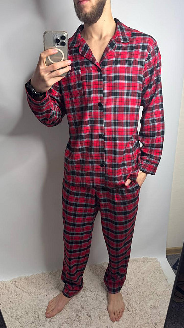 Чоловіча котонова піжама у клітинку Харків - фото 1