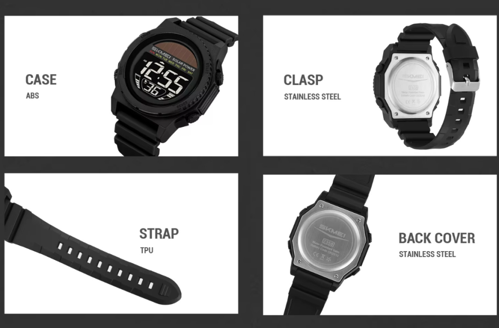 Часы наручные SKMEI 2358BKBK, BLACK-BLACK, Solar Power, 11464 Днепр - изображение 4