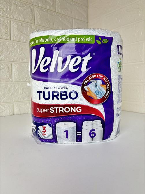 Velvet паперові рушники Turbo 1 рулон 3 шари 340 відривів Гостомель - фото 1